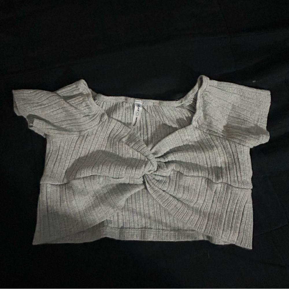 Grey Crossed Crop Top